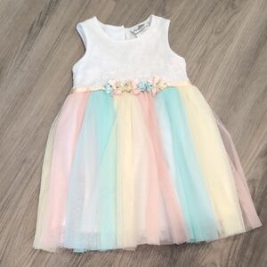 Rare Editions Pastel Floral Tulle Dress Size 5